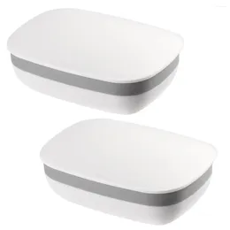 Soap Dishes OUNONA 2PCS Portable Dish Waterproof Seal Box Lightweight Case Container For Bathroom Shower Home Outdoor Travel