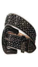 Vintage Western Rhinestones Belt Removable Buckle Cowboy Cowgirl Bling Leather Crystal Studded Belt For Women Men8175098