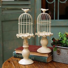 Candle Holders Nordic Style Holder Bird Cage Home Decoration Vintage Metal Dining Table Portavelas Decorative Items WZ50CH
