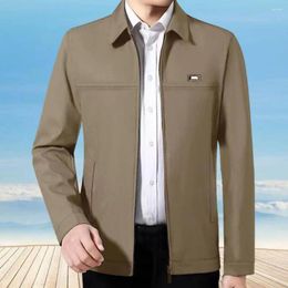 Men's Jackets Men Coat Solid Colour Turn-down Collar Jacket Loose Cardigan Casual Spring Long Sleeves Male For Daily Wear