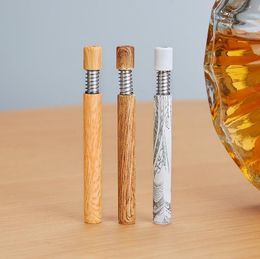 Smoking Pipes Aluminum 3-color wood grain metal pipe pressed spring cigarette straight tobacco pipe smoker