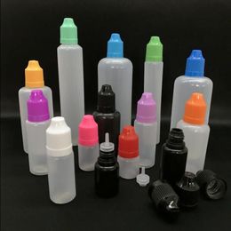 500pcs E Liquid Dropper Bottles 3ml 5ml 10ml 15ml 20ml 30ml 50ml Plastic Bottles with Childproof Cap and Thin Tips Empty Container For Tbpd