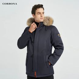 Mens Down Parkas CORBONA N3B Type Winter Parka Coat Long Oversize Real Fur Hood Military Army Male Jackets Padded Fleece Brand Cloths 231101