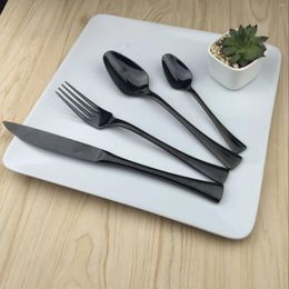 Dinnerware Sets 30Set 4Pcs/Lot Black Stainless Steel Set Polishing Cutlery Kitchen Tableware Fork Steak Knife