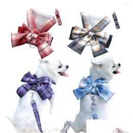 Dog Collars & Leashes Dog Collars Small Dress Harness Vest With Leash Cute Puppy Pet Outfit Spring Summer Lace Princess Costume For Ca Dhqhr