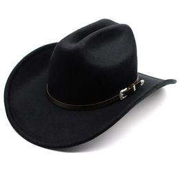 Wide Brim Hats Bucket Hats Vintage Western Cowboy Hat For Men's Gentleman Lady Jazz Cowgirl With Leather Wide Brim Cloche Church Sombrero Hombre Caps 231101