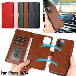 Magnetic Flip Stand Leather Case For iPhone 15 14 13 12 11 Pro Max XR XS X 7 8 Plus SE Wallet Card Slot Phone Cover Cases