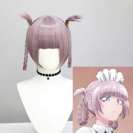 Cute Nanakusa Nazuna Anime Cosplay Short Braids and Bangs Synthetic Hair Wig Costume Cartoon Role Dress Up Party Halloween