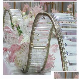 Party Decoration Party Decoration Wedding Flower Stand Crystal Wave S-Shaped Ever-Changing Big Grid Road Lead Iron Art Golden Drop Del Dhr3F