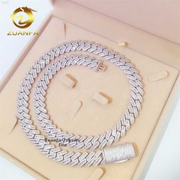 Pass Diamond Tester Quality 925 Sterling Silver 15mm Width Baguette Vvs Moissanite Diamond Cuban Link Chain