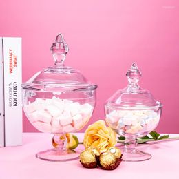 Storage Bottles European Glass Candy Jar With Lid Transparent Creative Kitchen Household Tank Wedding Dessert Table Decoration Display