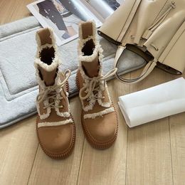 2023 Autumn/Winter Fashion Designer New Velvet Mid Top Women's Martin Boots