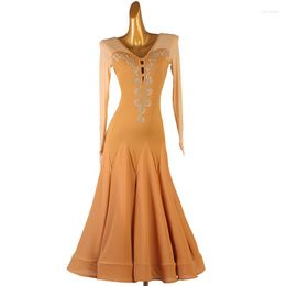 Stage Wear Modern Dancer Costumes Rumba Ballroom Foxtrot Dresses Standard Performance Clothing High Grade Evening Party Long Dress V Neck