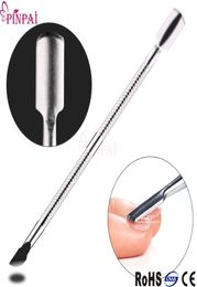 Pro Small Stainless Steel Cuticle Pusher Double Head Spoon Remover Manicure Trimmer Cuticle Pusher Whole D0206184192