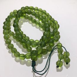 Bangle 6mm Green GEM MOLDAVITE Meteorite Impact Glass 108 Beads Bracelet