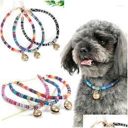 Dog Collars & Leashes Dog Collars Cat Leads Cats Products For Pets Collar Pet Vintage Lead With Bell Adjustable Buckle Accessories Dro Dhhu4