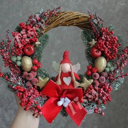 Decorative Flowers 1Pack Christmas Rattan Artificial Pine Branches Red Foam Berries For DIY Wreath/Tree Decorations Noel Table Setting