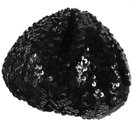 Berets French Beret Hat Sequin Black Fashion Shining Beanie Cap Sparkle Polyester Artist For