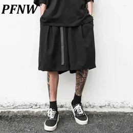 Men's Shorts PFNW Spring Summer Darkwear Straight Loose Fashion Thin Belt Design Vintage Casual Knee Length Suit Pants 12A7530