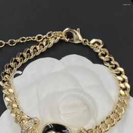 Link Bracelets Double Letter Square Black Resin Fashionable And Versatile Collarbone Bracelet For Women