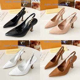 Designer Shoes Women's High Heeled Sandals New Fashion Leather Office Slippers Sexy Party wedding Shoes with Pointed Toe Size 35-42