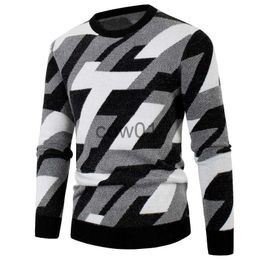 Men's Sweaters New Fashion Geometric knit Sweater Men Pullovers Thick Slim Fit Jumpers Knitwear Woollen Winter Korean Style Casual Clothing 3XL J231102