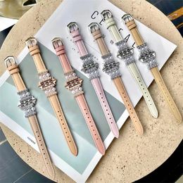 Watch Bands Luxury Leather Bracelet For iWatch Series 41 45mm 38 42 44mm 40 Pearl Decorate Women Wrist Strap For Apple Watch 8 7 6 5 4 3 SE 231102