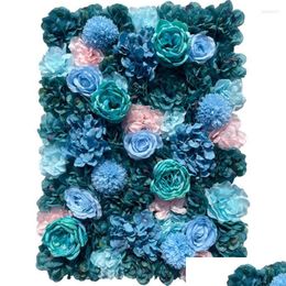 Decorative Flowers & Wreaths Decorative Flowers 40X60Cm/Pc Rose Artificial Flower Wall Panel Decor Backdrop Wedding Party Event Birthd Dhsuu