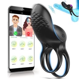 Cockrings Bluetooth APP Control Vibrating Cock Ring Sexy Toys For Men Wireless Remote Penis Ring Vibrator Adult Sex Toys For Couples Man 231101