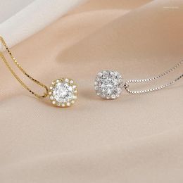 Pendant Necklaces Women Fashion Simple Rhinestone Choker Necklace Shine Silver/Gold Color Chain Jewelry