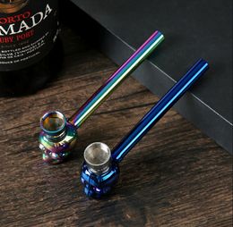 Smoking Pipes Hair zinc alloy pipe personalized seven color electroplated skull stem metal smokers can be removed and cleaned smokers