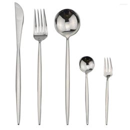 Dinnerware Sets 24Pcs- 30Pcs Silver Cutlery Tableware Set Stainless Steel Dinner Fork Steak Knife Scoops Silverware