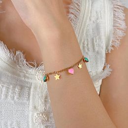 Charm Bracelets Multi Candy Colour Women Stainless Steel Stars Tassel Bangles Elegant Sweet Cute Ladies Hand Chains Fashion Jewellery