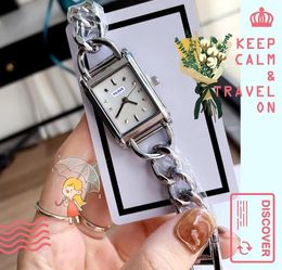 Popular Business Women's Lovers Watch Top Designer Quartz Movement Clock Rectangle Shape Simple Skeleton Dial Ultra Thin Bracelet Wristwatch Gifts