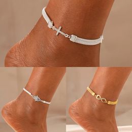 Anklets Infinity Rhinestone 8shaped Anklet for Women Girls Foot Bracelet Beach Style Trendy Female Jewellery Accessories 231101