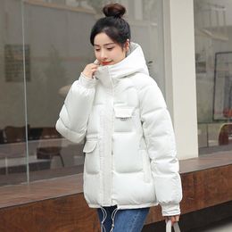 Women's Trench Coats 2023 Women Short Jacket Winter Thick Hooded Cotton Padded Female Korean Loose Puffer Parkas Ladies Oversize Outerwear