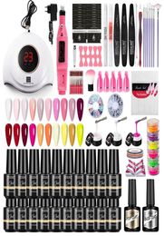 Nail Art Kits Manicure Gel Polish Set With UV Lamp Electric Drill Accessories Tools Kit Nails Acrylic Extension5266406