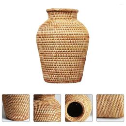 Vases Rattan Vase Craft Baskets Plants Indoor Woven Minimalist Home Decor Household Flower Ornaments Novel