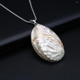 Pendant Necklaces Natural Shell White Splicing Round Necklace Metal Chain Charm Jewellery For Women Party Wedding Accessories 60cm