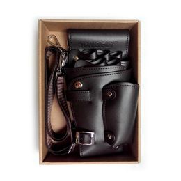 Hair Salon PU Leather Rivet Hair Scissor Bag Clips Bag Hairdressing Barber Scissor Holster Pouch Holder Case with Waist Shoulder Belt Brown 231102