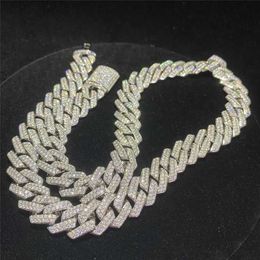 Custom Pass Tester Diamond Cuban Chain Necklace Iced Out Hip Hop 925 Silver Vvs Moissanite Cuban Link Chain Bracelet for Men