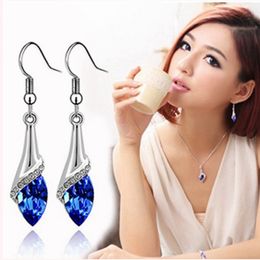 Drop Earrings Womens Water Drops Natural Crystal Platinum Earrings Female Classic Sparkling Holiday Gift Jewelry