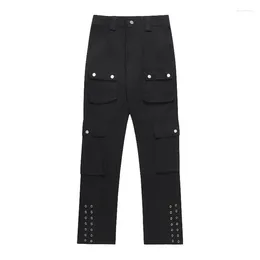 Men's Jeans American Retro Multi-pocket Trousers Straight-through High-waisted Fashion Casual Wor Couples Street Hip-hop Pants