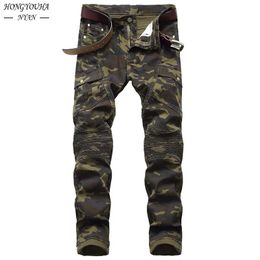 Women s Jeans Fashion Military Men s Camouflage Male Slim Trend Hip Hop Straight Army Green Pocket Cargo Denim Youth Brand Pants 231102