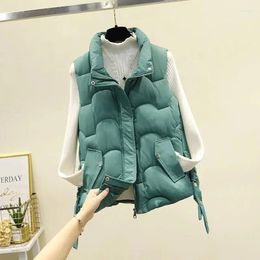 Women's Vests Winter Warm Tank Top Sleeveless Coat Casual Solid Colour Standing Collar Zipper Down Cotton Vest For Women 2023