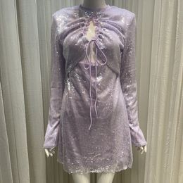 Self-Portrait Women Purple Sequin Mini Dress