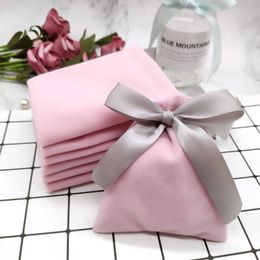 Other Event Party Supplies 50pcs Jewellery Velvet Bags With Ribbon Flannel Pouches Wedding Candy Gift Packing Christmas Decoration fee Custom 231102