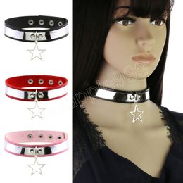 Vintage PU Leather Choker Collares Necklace For Women Girls Star Pendant Statement Necklaces Jewellery