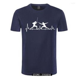 Men's T Shirts Summer Men Shirt HeartBeat Fencing Funny Short Sleeve Cotton T-Shirt Cool Gift Clothing