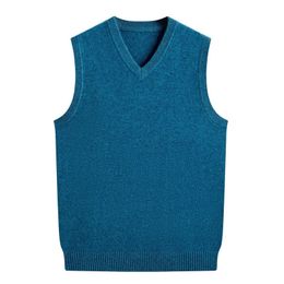 Men's Sweaters Fashion Pure Cashmere Male Autumn Thickened Sweater V-neck Casual Computer Knitted Thick Vest Sleeveless Plus Size S-5XL6XL 231102